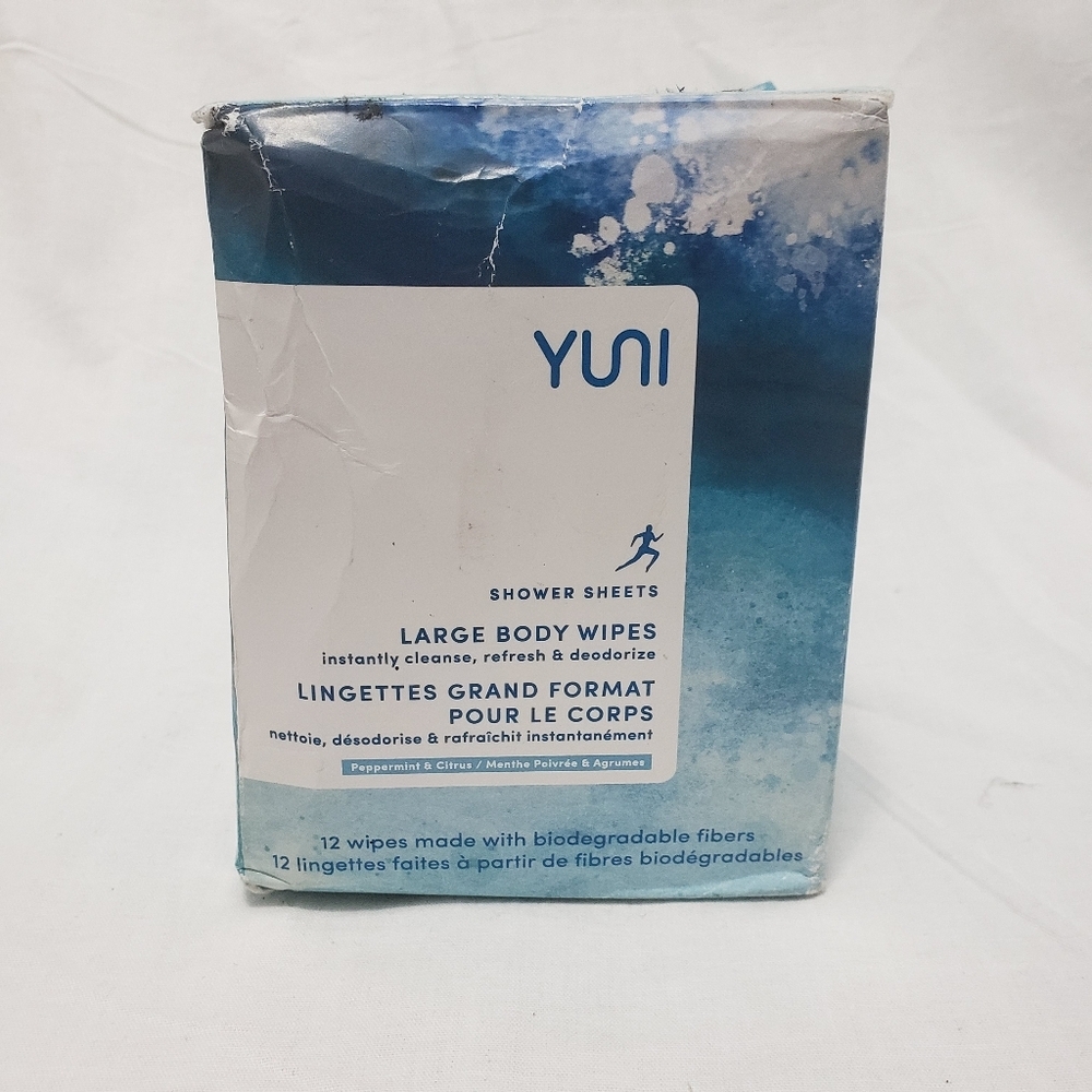 YUNI Beauty Large Body Wipes (Unscented, 12 Count)‎ Super Soft Moist Showerless